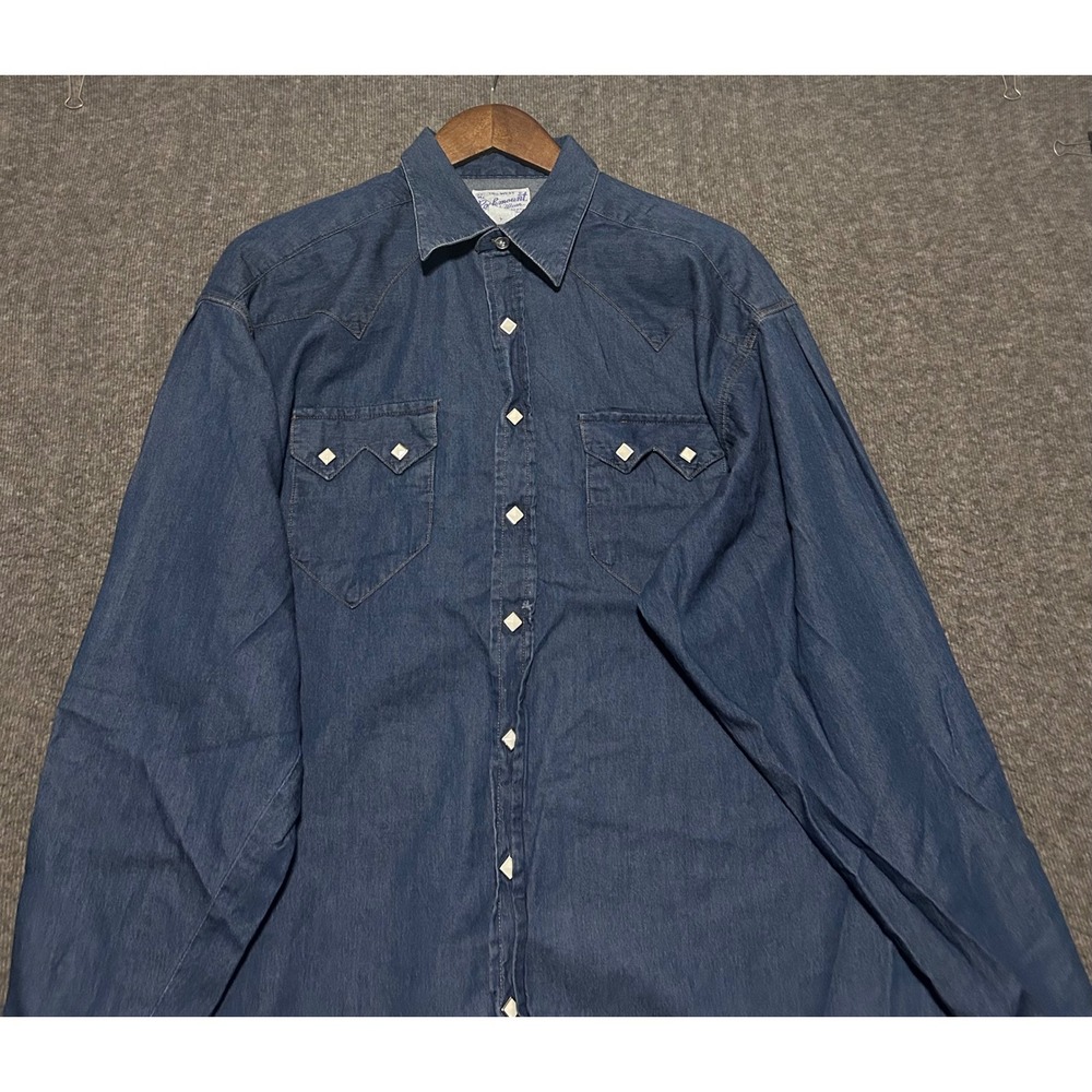 Rockmount Ranch Wear Men's Tru-West denim Snap Vintage Shirt Size L Made in USA - Picture 1 of 6